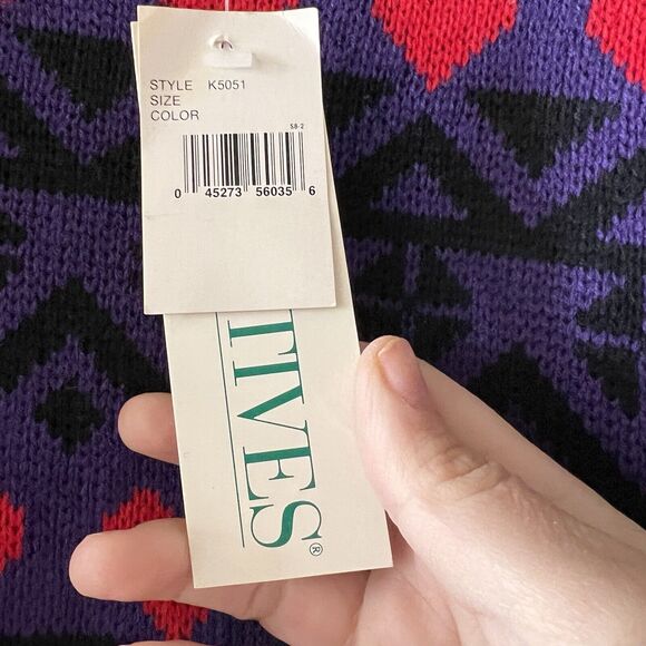 NWT Vintage Objectives Tunic Sweater Purple W Black & Red Hearts NOS Size Large - Picture 5 of 12